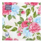 Салфетки бумажные "Bouquet Home Collection Classic" 33х33см, 3-х слойные, 20 штук в упаковке, 100% целлюлоза, "Букетик из роз" (Россия)