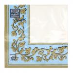 Салфетки бумажные "Bouquet Home Collection Classic" 33х33см, 3-х слойные, 20 штук в упаковке, 100% целлюлоза, "Золотые узоры голубой фон" (Россия)