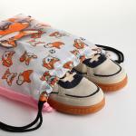 Мешок для обуви на шнурке, цвет белый/оранжевый
