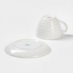 Чайная пара фарфоровая Magistro Urban, 2 предмета: чашка 200 мл, блюдце d=14,2 см, цвет белый в крапинку