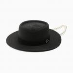 Шляпа женская с бусинами minaku цвет черный, р-р 56-58 MINAKU