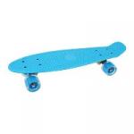 Скейтборд пластик 56  см, колеса PU со светом, крепления алюмин., голубой