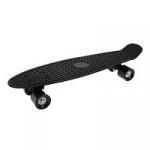 Скейтборд пластик 55x15  см, PVC колеса без света с пластмассовым креплениям, чёрный