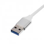 USB-разветвитель (HUB), 4 порта, кабель 10 см, серебристый