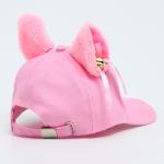 Кепка детская для девочки "Кошечка" с ушками, цвет розовый,  р-р 52-54 5-7 лет