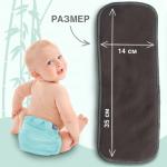 Вкладыш в многоразовый подгузник 3-х слойный, угольный бамбук/микрофибра Крошка Я