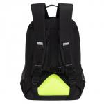 Рюкзак школьный, 40 х 25 х 13 см, Grizzly, эргономичная спинка, отделение для ноутбука, чёрный/жёлтый