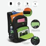 Рюкзак молодёжный 40 х 25 х 13 см, Grizzly, эргономичная спинка, отделение для ноутбука, чёрный/зелёный