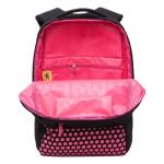 Рюкзак молодёжный 40 х 28 х 16 см, Grizzly, эргономичная спинка, отделение для ноутбука, чёрный/розовый