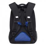 Рюкзак молодёжный 39 х 26 х 19 см, Grizzly, эргономичная спинка, отделение для ноутбука, чёрный/синий