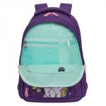 Рюкзак школьный, 39 х 30 х 20 см, Grizzly, эргономичная спинка, + брелок, фиолетовый