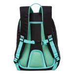 Рюкзак школьный, 40 х 25 х 13 см, Grizzly, эргономичная спинка, отделение для ноутбука, чёрный/бирюзовый