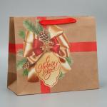 Пакет крафтовый горизонтальный «Подарок в Новый год», ML 27 * 23 * 11.5 см