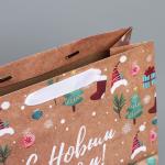 Пакет крафтовый горизонтальный «Новогодние подарочки», ML 27 * 23 * 11,5 см