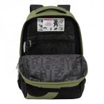 Рюкзак молодёжный 45 х 32 х 23 см, Grizzly, эргономичная спинка, чёрный/зелёный