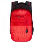 Рюкзак молодёжный 42 х 31 х 22 см, Grizzly, эргономичная спинка, отделение для ноутбука, чёрный/красный