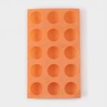 Форма силиконовая для выпечки «Цветы. Хризантема», 29*17*2 см, 15 ячеек, цвет оранжевый