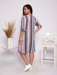 602 Платье женское (Серый, розовый, полоска)