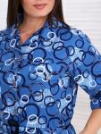 104 Туника-рубашка с кулиской р.50-52-60-62 синий-белый-кружок