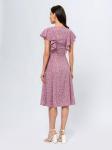 *Платье лилового цвета длины миди с цветочным принтом и короткими рукавами