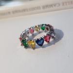Кольцо с разноцветными фианитами цвет серебристый размер 18