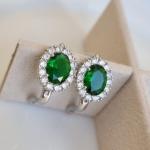 Серьги ювелирная бижутерия коллекция Дубай посеребрение цвет камня зеленый
