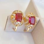 Серьги ювелирная бижутерия коллекция Дубай позолота вставка камень цвет красный