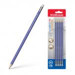 Чернографитный шестигранный карандаш с ластиком  ErichKrause® Grafica 101 HB (в блистере по 4 шт.)