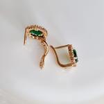 Серьги ювелирная бижутерия коллекция Дубай позолота цвет камня зеленый