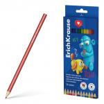 Цветные карандаши пластиковые ErichKrause Jolly Friends шестигранные, грифель 3 мм, 12 цветов (в коробке с европодвесом 12 шт)