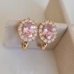 Серьги ювелирная бижутерия коллекция Дубай позолота цвет камня нежно-розовый