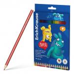 Цветные карандаши пластиковые ErichKrause Jolly Friends шестигранные, грифель 3 мм, 18 цветов (в коробке с европодвесом 18 шт)