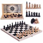 Игра 3в1 малая с обиходными деревянными шахматами "Объедовские" (нарды, шахматы, шашки" "Классика" (400*200*40)"