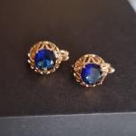 Серьги ювелирная бижутерия коллекция Дубай позолота цвет камня синий