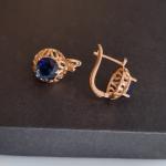 Серьги ювелирная бижутерия коллекция Дубай позолота цвет камня синий
