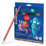 Цветные карандаши пластиковые ErichKrause Jolly Friends шестигранные, грифель 3 мм, 24 цвета (в коробке с европодвесом 24 шт)