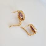 Серьги ювелирная бижутерия коллекция Дубай позолота цвет камня сиреневый