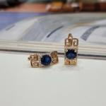 Серьги коллекция Дубай покрытие позолота цвет камня синий
