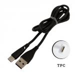 USB провод силиконовый для зарядки TPC 1 метр чёрный