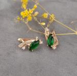 Серьги коллекция Дубай покрытие позолота цвет камня зеленый