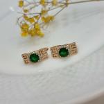 Серьги коллекция Дубай покрытие позолота цвет камня зеленый