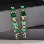 Серьги коллекция Дубай покрытие позолота зелёные камни