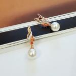 Серьги с жемчугом ювелирная бижутерия коллекция Дубай покрытие позолота цвет камня белый оранжевый
