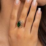 Кольцо коллекция Дубай покрытие позолота вставка иск изумруд цвет зеленый
