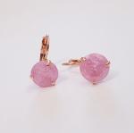 Серьги ювелирная бижутерия коллекция Дубай покрытие позолота цвет камня розовый