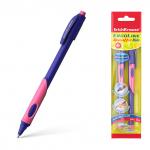 Набор из 2 ручек шариковых ErichKrause ErgoLine® Kids Stick&Grip Neon 0.7, Super Glide Technology, цвет чернил синий, розов грип (в пакете)