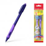 Набор из 2 ручек шариковых ErichKrause ErgoLine® Kids Stick&Grip Neon 0.7, Super Glide Technology, цвет чернил синий, фиол грип (в пакете)