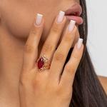 Кольцо коллекция Дубай покрытие позолота вставка иск рубин цвет малиновый
