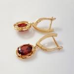 Серьги ювелирная бижутерия коллекция Дубай позолота цвет камня красный