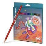Цветные карандаши пластиковые ErichKrause Kids Space Animals трехгранные, грифель 3 мм, 24 цвета (в коробке с европодвесом 24 шт)